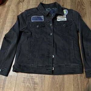 Black Denim Jacket with Patches